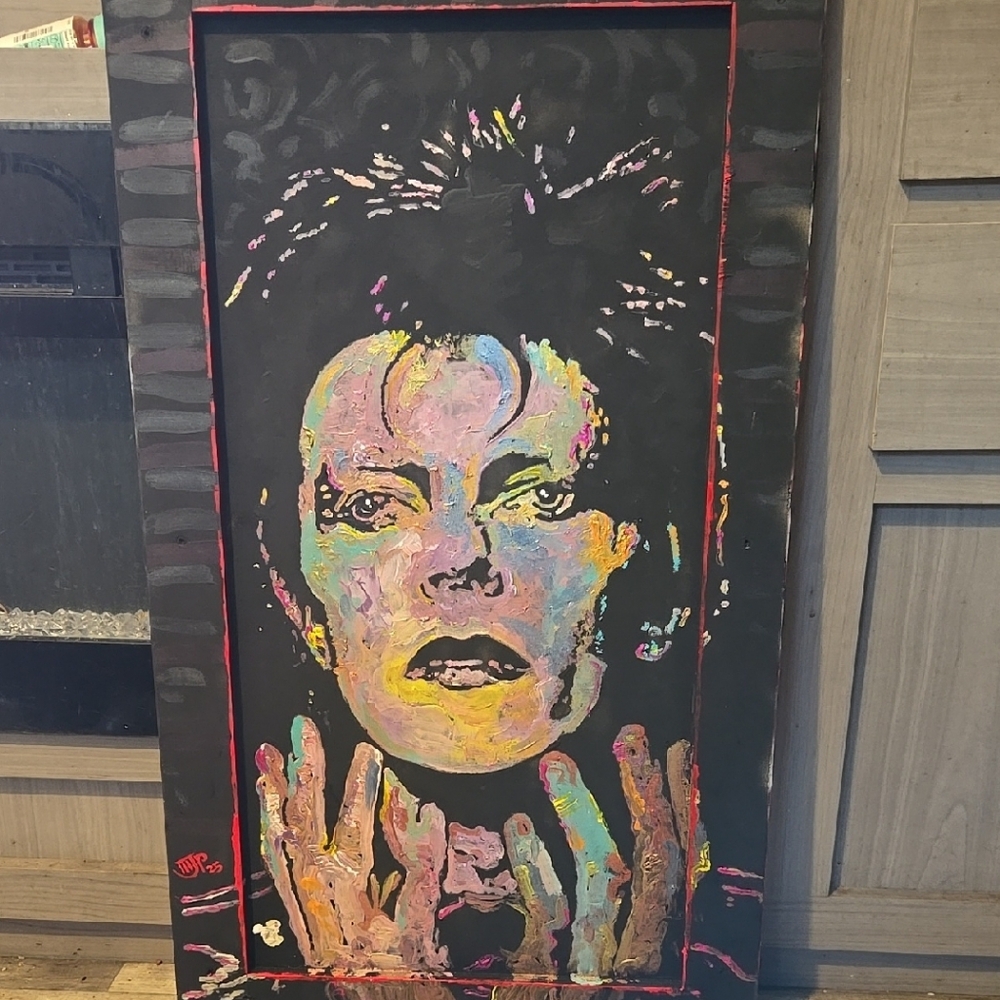 David Bowie acrylic painting on wood 20x30 inches